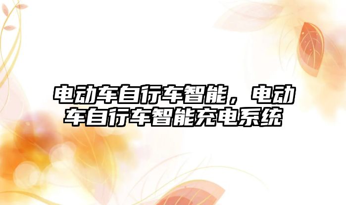 電動(dòng)車自行車智能，電動(dòng)車自行車智能充電系統(tǒng)