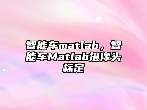 智能車matlab，智能車Matlab攝像頭標定