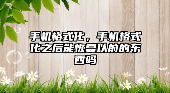 手機格式化，手機格式化之后能恢復以前的東西嗎