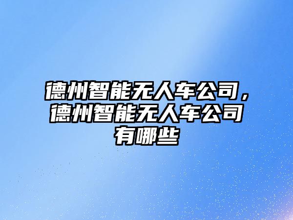 德州智能無人車公司，德州智能無人車公司有哪些